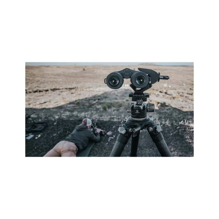 A Man in Prostate Position Beside the Binocular with Leupold Field Clamp Binocular Tripod Adapter