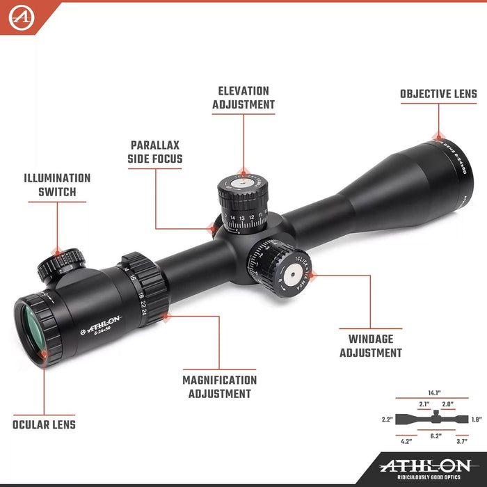 Athlon Optics Argos BTR GEN2 6-24x50mm APLR2 FFP IR MOA Riflescope Body Parts
