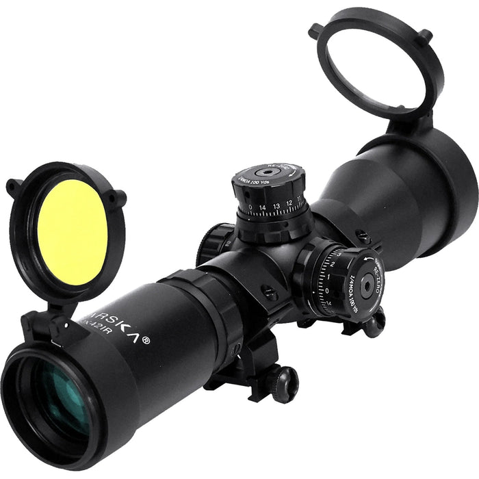 Barska Contour 3-9x42mm IR Compact Rifle Scope with Trace Reticle Eyepiece Cap