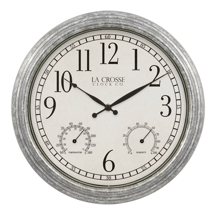 La Crosse Technology 433-3236 14-inch Silas In/Outdoor Wall Clock with Temp and Humidity