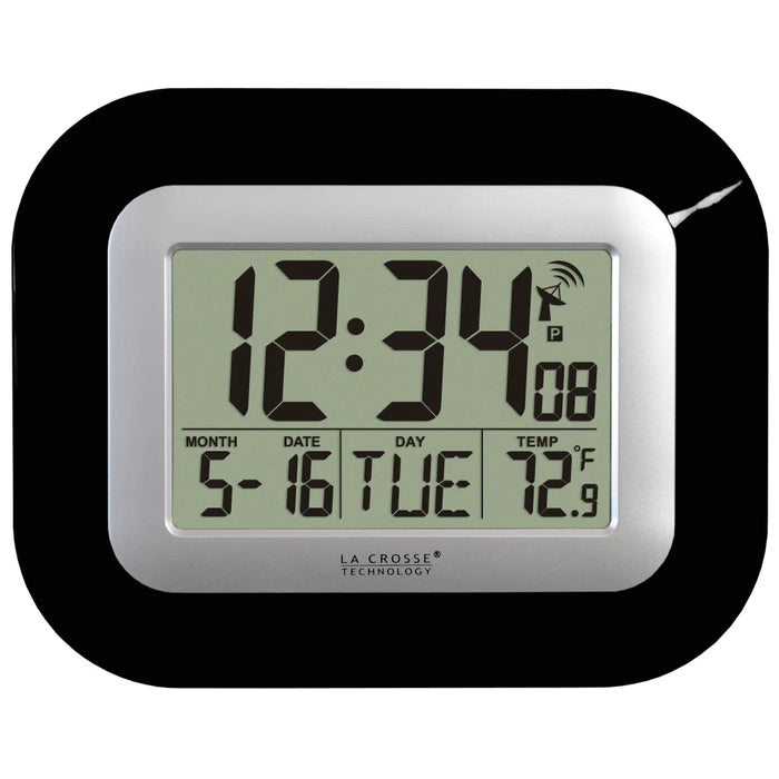 La Crosse Technology WT-8005U-B-INT Atomic Digital Wall Clock with Indoor Temperature and Date