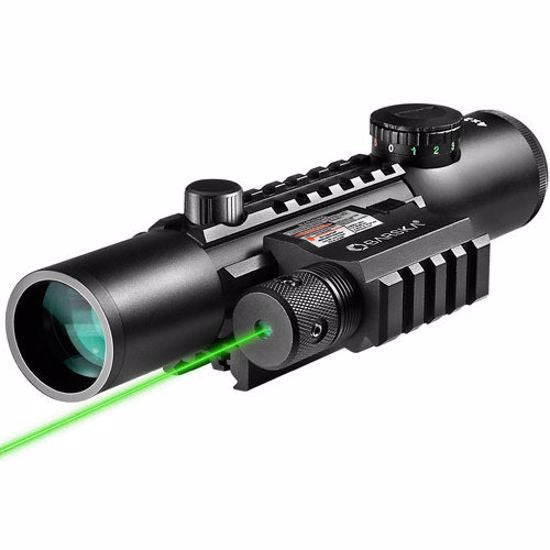 Barska 4x28mm IR Electro Sight Multi-Rail Tactical Rifle Scope GLX Green Laser Com