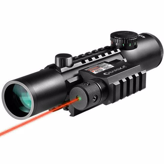Barska 4x28mm IR Electro Sight Multi-Rail Tactical Rifle Scope GLX Red Laser Com