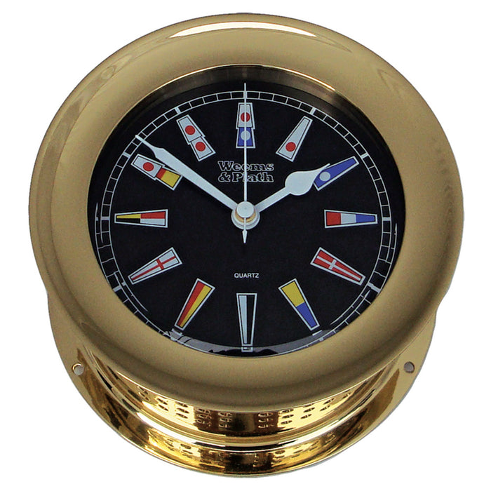 Weems & Plath Atlantis Quartz Clock, Black Dial w/ Color Flags