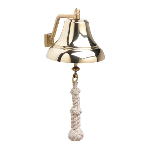 Weems & Plath 7" Brass Bell w/ Off-White Monkey's Fist Lanyard