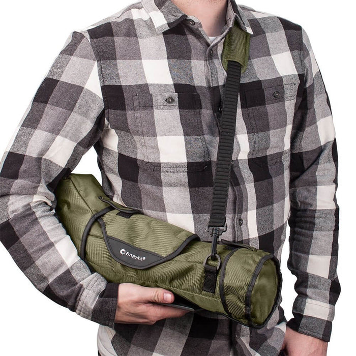 A Man Carrying Barska 20-60x85mm Level ED Spotting Scope