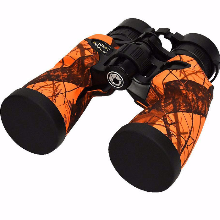 Barska 10x42mm WP Crossover Mossy Oak Blaze Camo Binoculars Lenses Covered