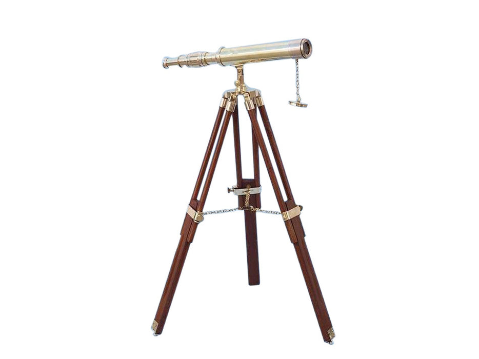 Hampton Nautical 30-Inch Floor Standing Harbor Master Brass Telescope