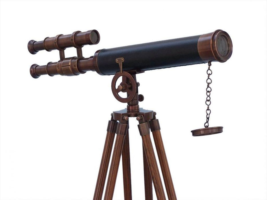 Hampton Nautical 50-Inch Floor Standing Antique Copper with Leather Griffith Astro Telescope