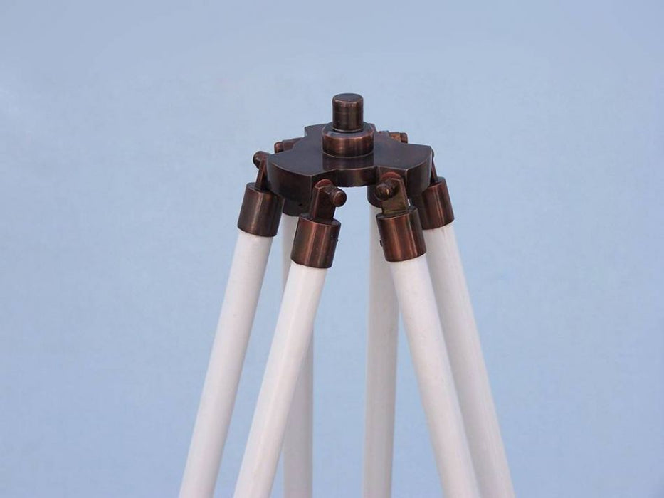 Hampton Nautical 50-Inch Floor Standing Antique Copper with White Leather Anchormaster Telescope Tripod Base