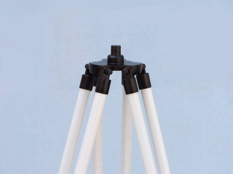 Hampton Nautical 50-Inch Floor Standing Bronze with White Leather Harbor Master Telescope Tripod Base