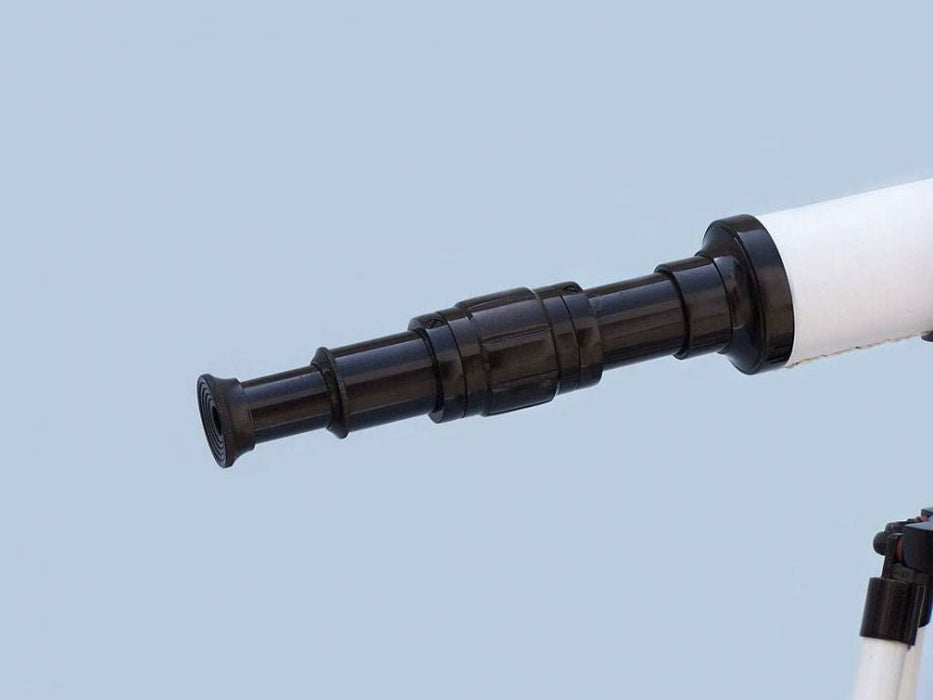 Hampton Nautical 50-Inch Floor Standing Oil-Rubbed Bronze-White Leather with Black Stand Harbor Master Telescope Body Eyepiece