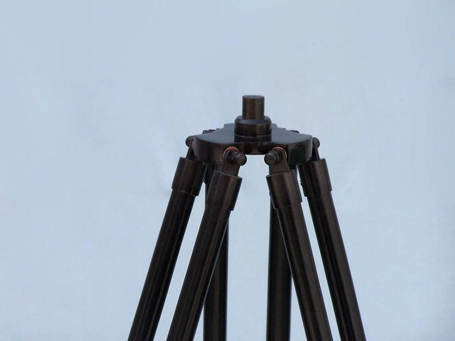 Hampton Nautical 50-Inch Floor Standing Oil-Rubbed Bronze-White Leather with Black Stand Harbor Master Telescope Tripod Base