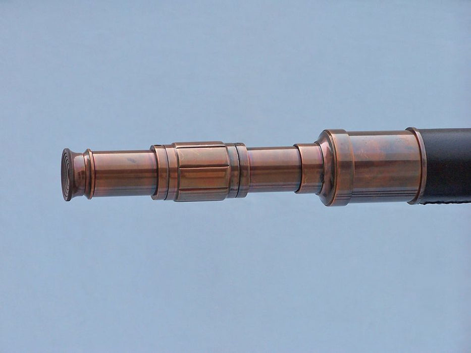 Hampton Nautical 60-Inch Admirals Floor Standing Antique Copper with Leather Telescope Body Eyepiece
