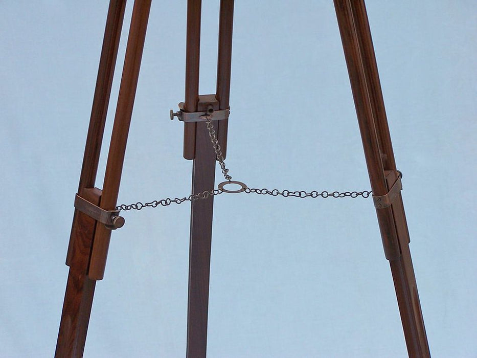 Hampton Nautical 60-Inch Admirals Floor Standing Antique Copper with Leather Telescope Tripod Leg Chain