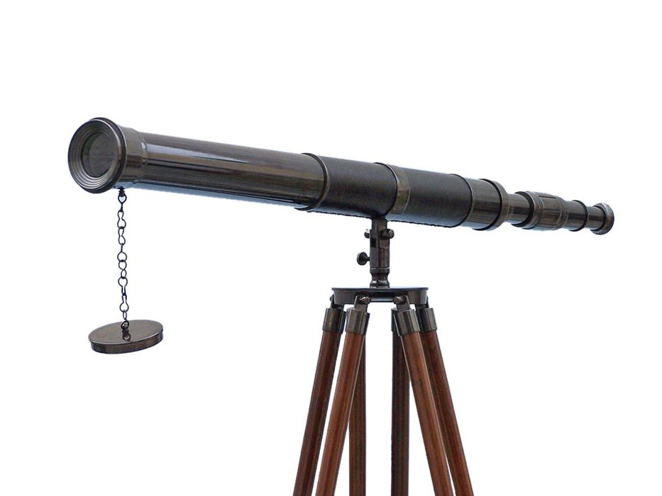 Hampton Nautical 60-Inch Admirals Floor Standing Oil Rubbed Bronze with Leather Telescope