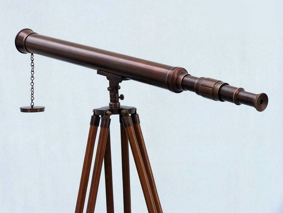 Hampton Nautical 60-Inch Floor Standing Antique Copper Harbor Master Telescope Body