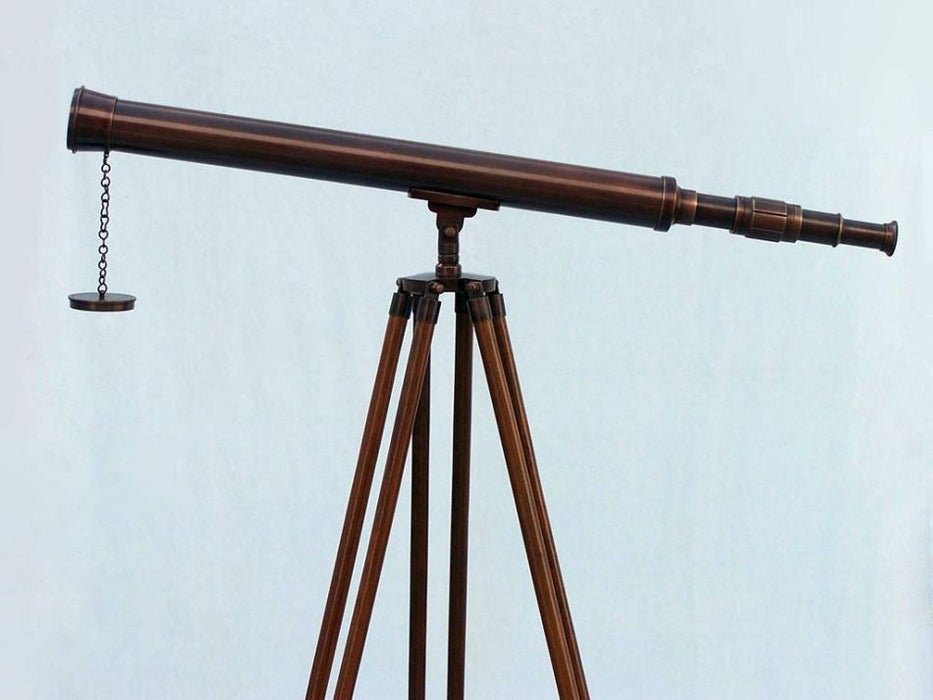 Hampton Nautical 60-Inch Floor Standing Antique Copper Harbor Master Telescope Body Side Profile Left