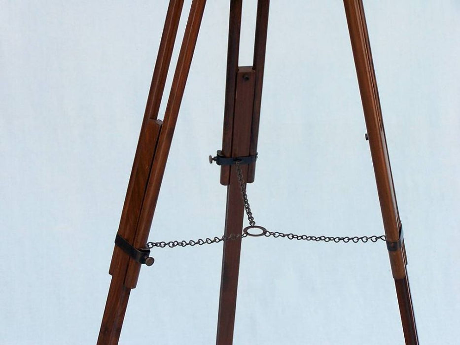 Hampton Nautical 60-Inch Floor Standing Antique Copper Harbor Master Telescope Tripod Legs with Chain