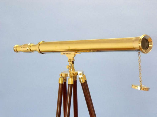 Hampton Nautical 60-Inch Floor Standing Brass Harbor Master Telescope Body Side Profile Right