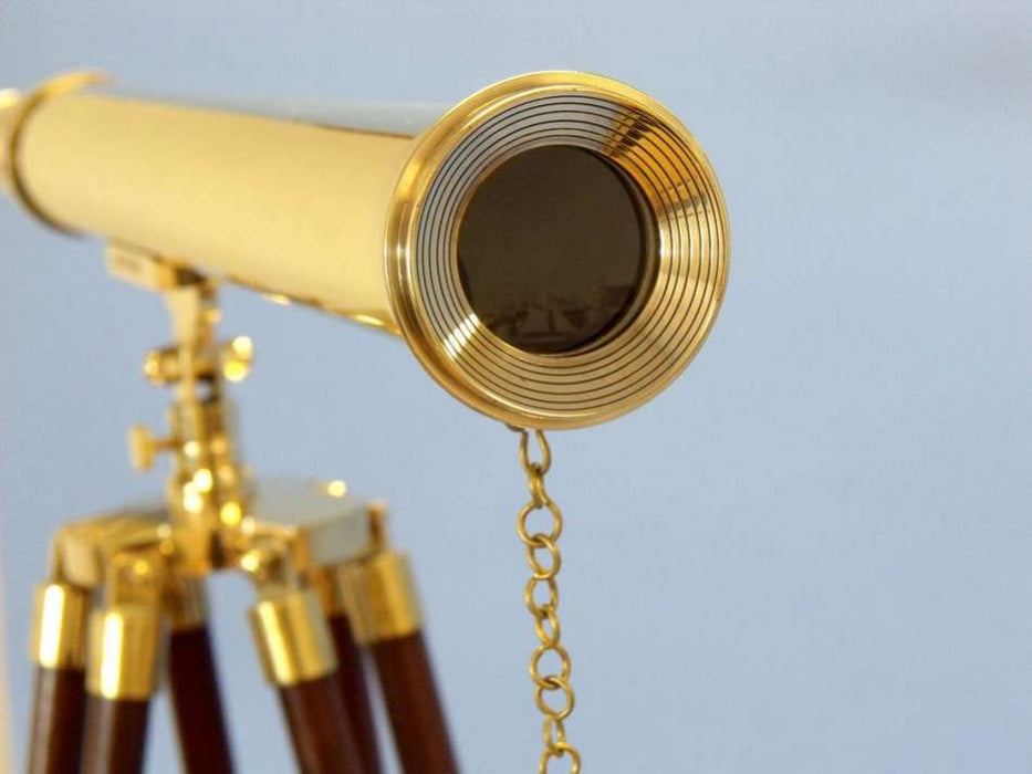 Hampton Nautical 60-Inch Floor Standing Brass Harbor Master Telescope Objective Lens