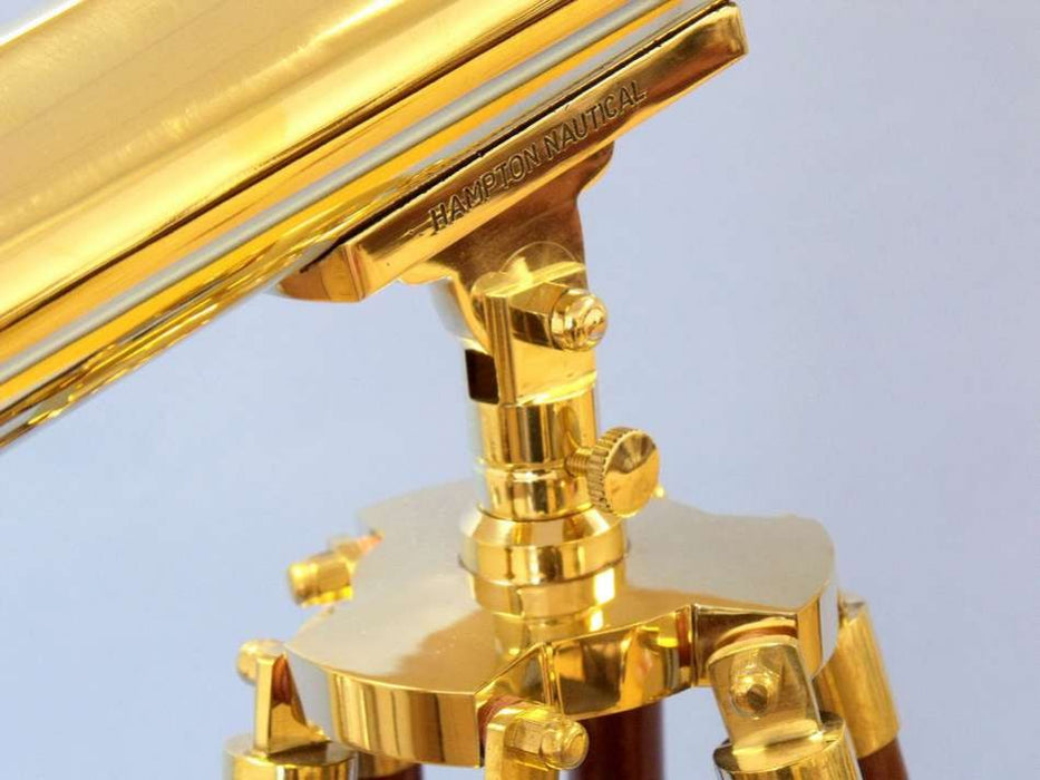 Hampton Nautical 60-Inch Floor Standing Brass Harbor Master Telescope Tripod Body Base with Engraved Name