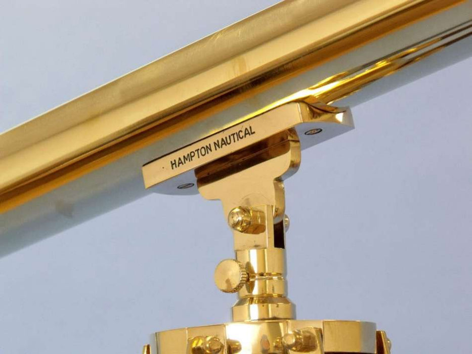 Hampton Nautical 60-Inch Floor Standing Brass Harbor Master Telescope Tripod Body with Engraved Name and Knob