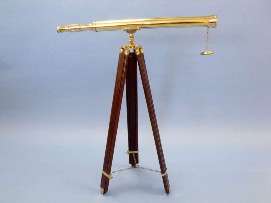 Hampton Nautical 60-Inch Floor Standing Brass Harbor Master Telescope on Tripod