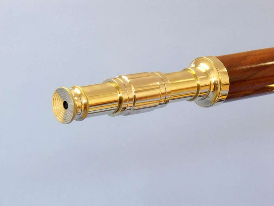 Hampton Nautical 60-inch Floor Standing Brass-Wood Harbor Master Telescope Eyepiece