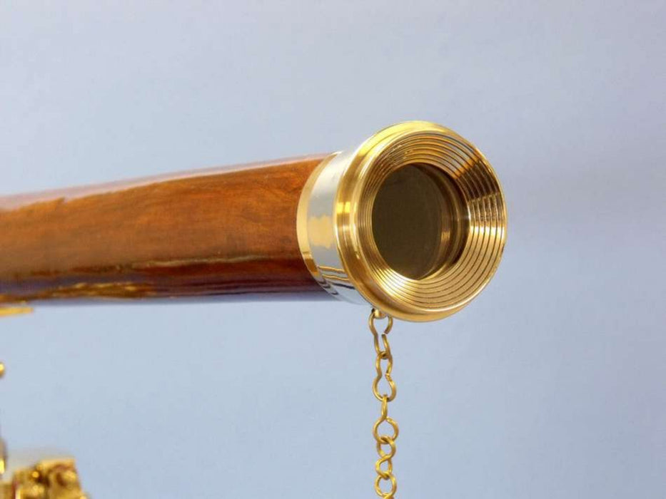 Hampton Nautical 60-inch Floor Standing Brass-Wood Harbor Master Telescope Objective Lens