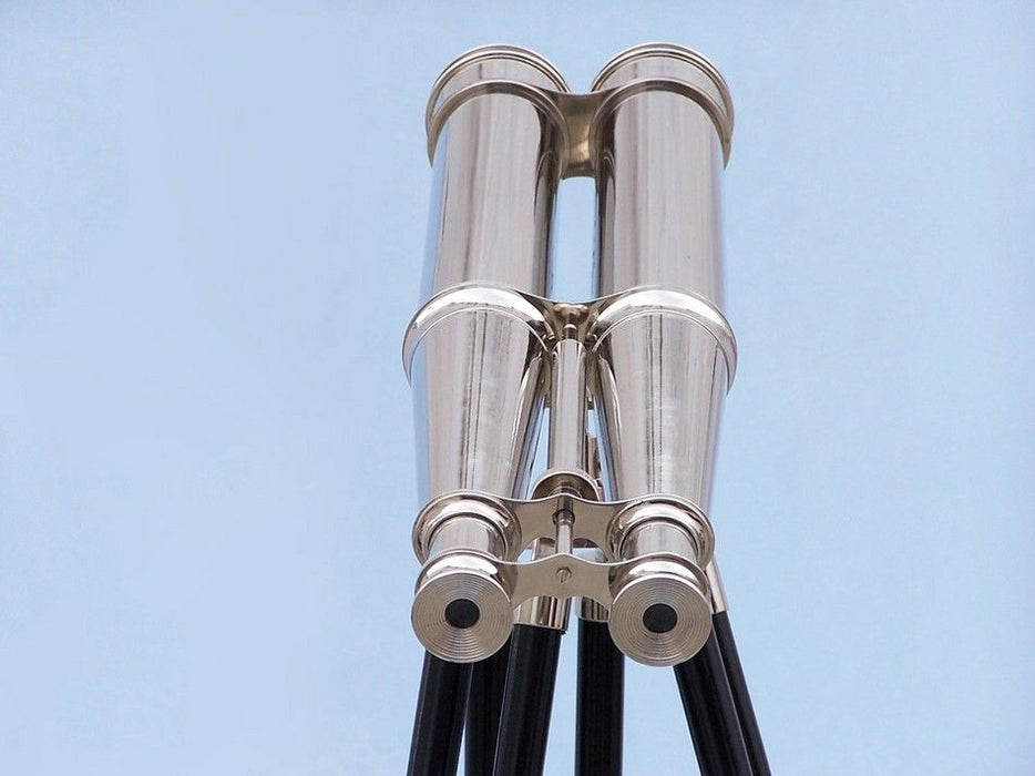 Hampton Nautical 62-Inch Floor Standing Admiral's Chrome Binoculars Body Eyepieces