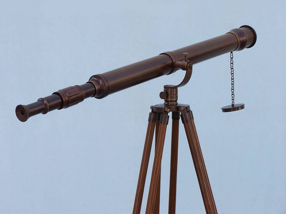 Hampton Nautical 62-Inch Floor Standing Bronzed Galileo Telescope Rear Body Eyepiece Side Profile Right