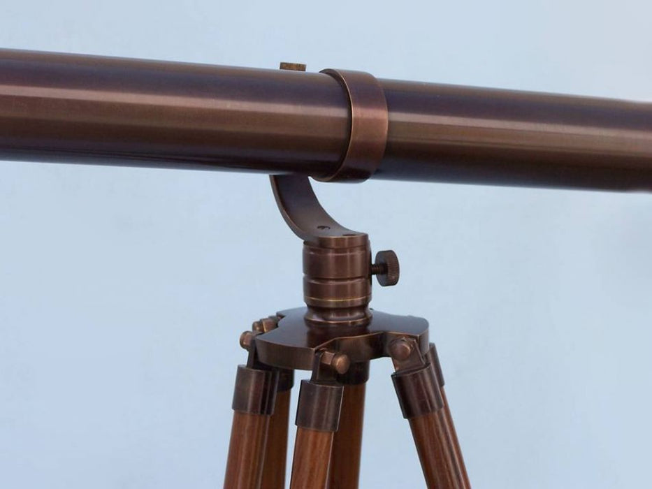 Hampton Nautical 62-Inch Floor Standing Bronzed Galileo Telescope Tripod Body Left Side Profile