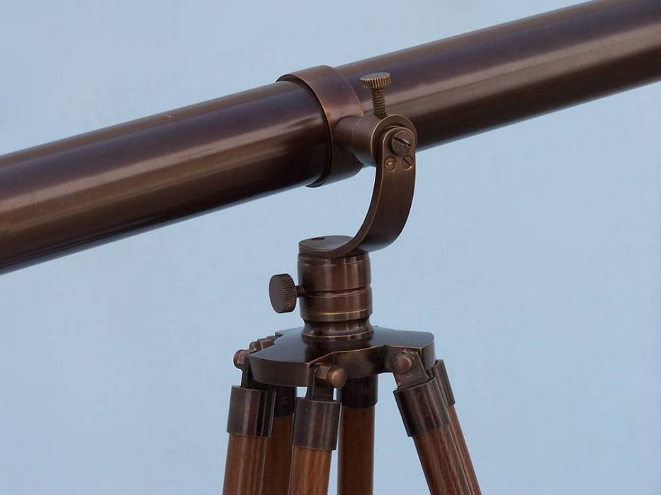 Hampton Nautical 62-Inch Floor Standing Bronzed Galileo Telescope Tripod Body with Knob Right Side Profile