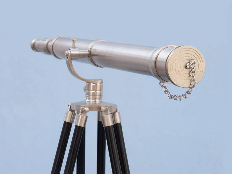 Hampton Nautical 62-Inch Floor Standing Brushed Nickel Galileo Telescope Objective Lens Covered with Brushed Nickel Cap