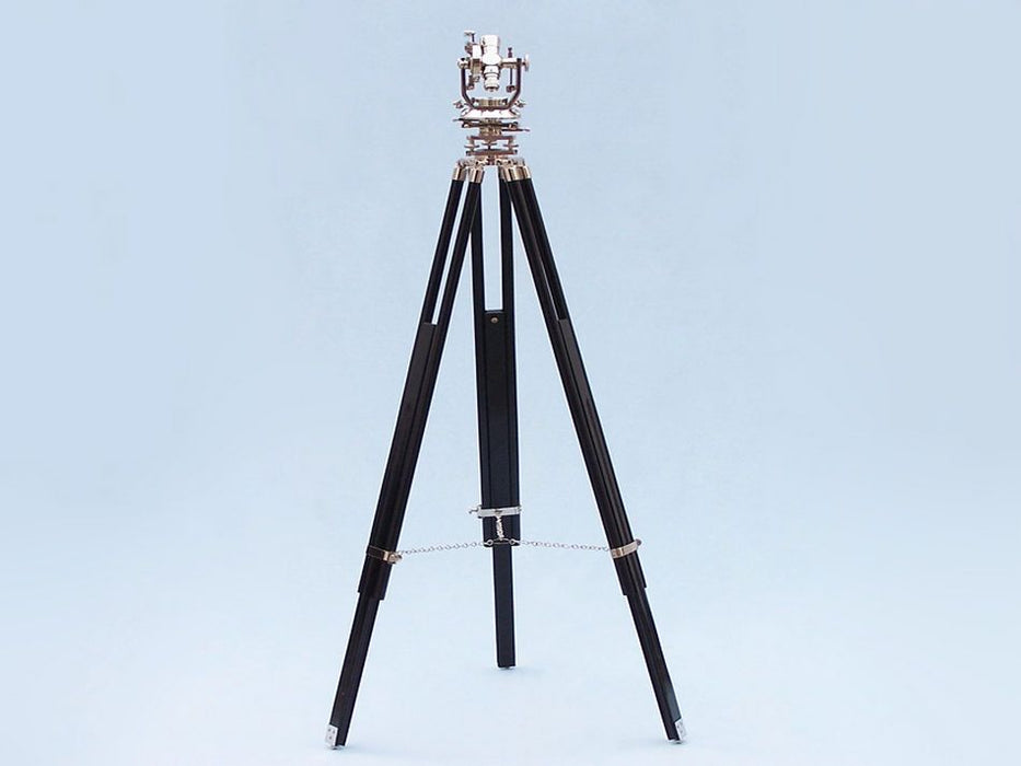 Hampton Nautical 62-Inch Floor Standing Chrome Theodolite Mounted on Tripod
