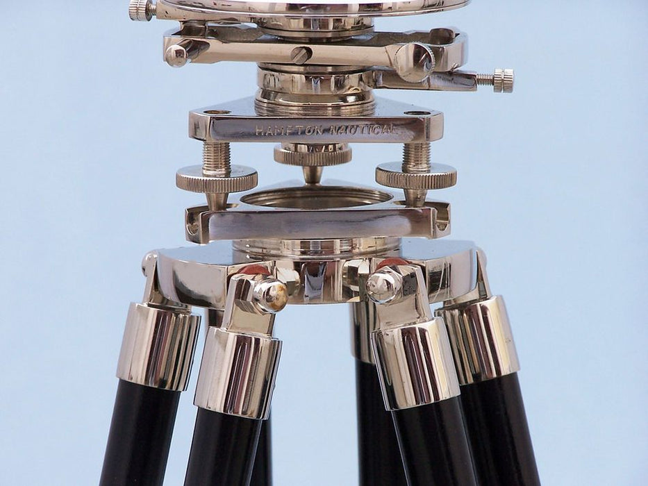Hampton Nautical 62-Inch Floor Standing Chrome Theodolite Tripod Elevation Axes