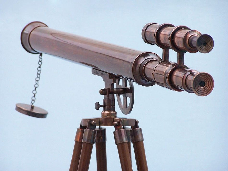 Hampton Nautical 64-Inch Floor Standing Antique Copper Griffith Astro Telescope Eyepiece and Viewfinder