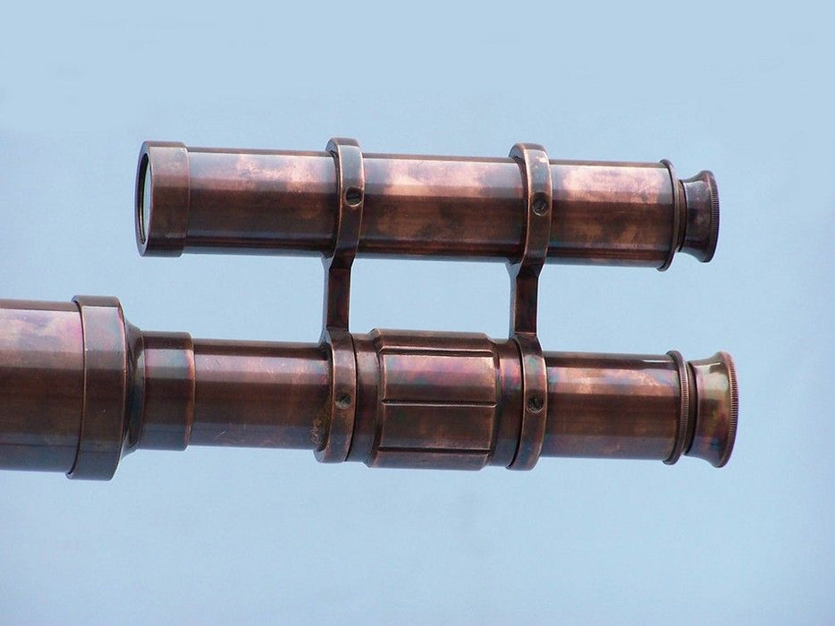 Hampton Nautical 64-Inch Floor Standing Antique Copper Griffith Astro Telescope Eyepiece and Viewfinder Left Profile