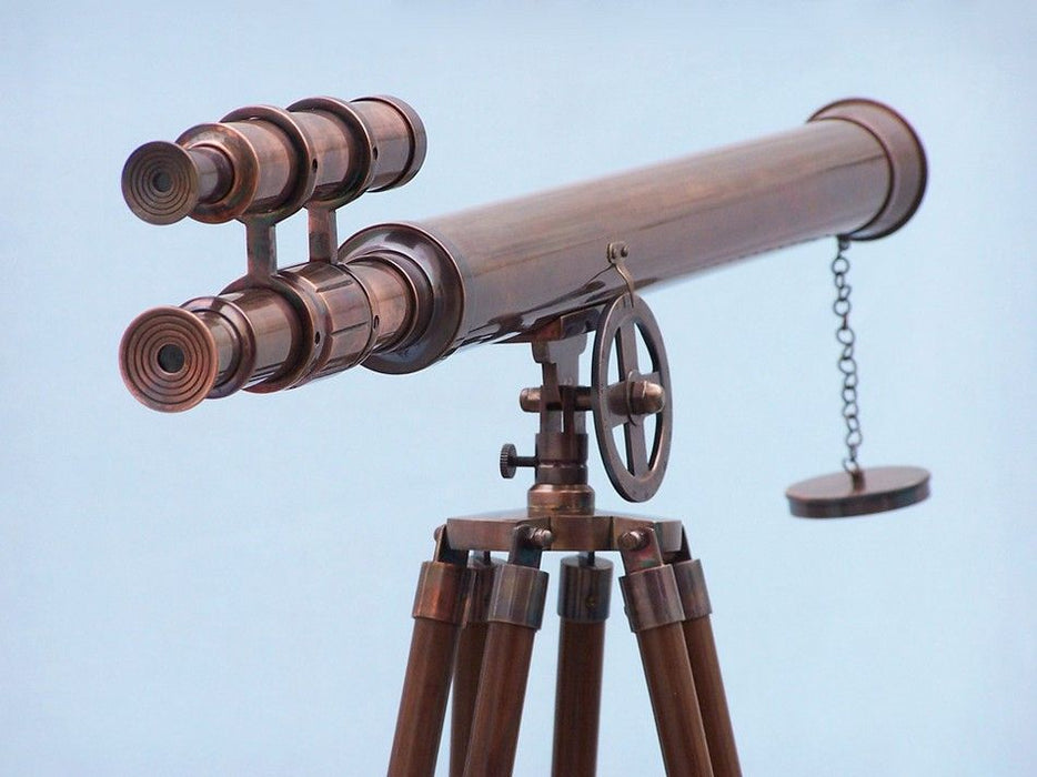 Hampton Nautical 64-Inch Floor Standing Antique Copper Griffith Astro Telescope Rear Body Profile