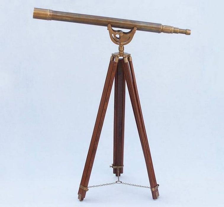Hampton Nautical 65-Inch Floor Standing Antique Brass Anchormaster Telescope Body Mounted on Tripod