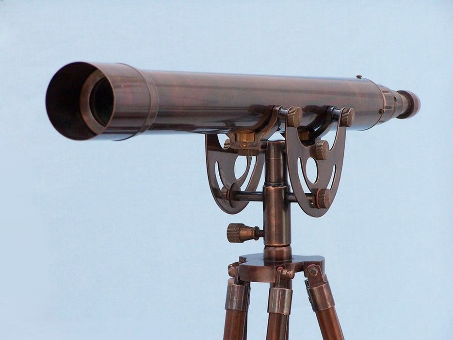 Hampton Nautical 65-Inch Floor Standing Antique Copper Anchormaster Telescope Body Side Profile Left