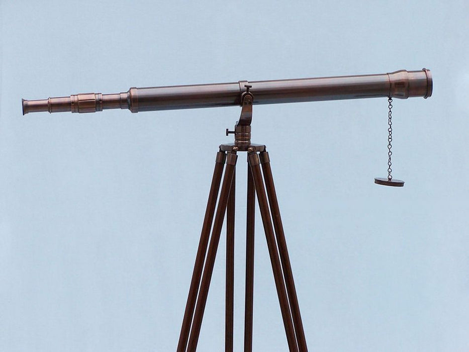 Hampton Nautical 65-Inch Floor Standing Antique Copper Galileo Telescope Body