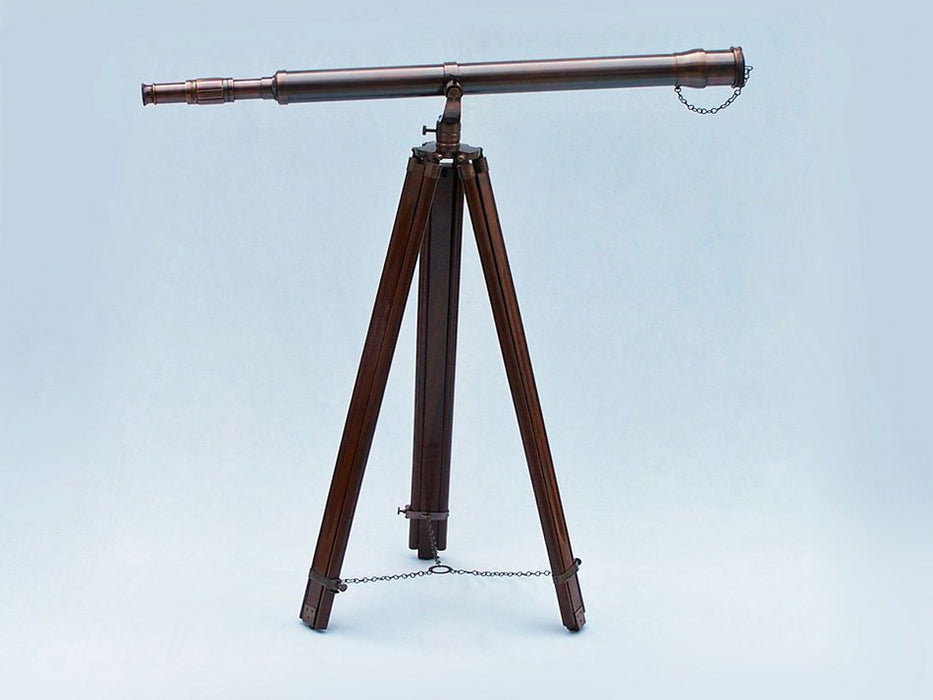 Hampton Nautical 65-Inch Floor Standing Antique Copper Galileo Telescope Body Side Profile Right
