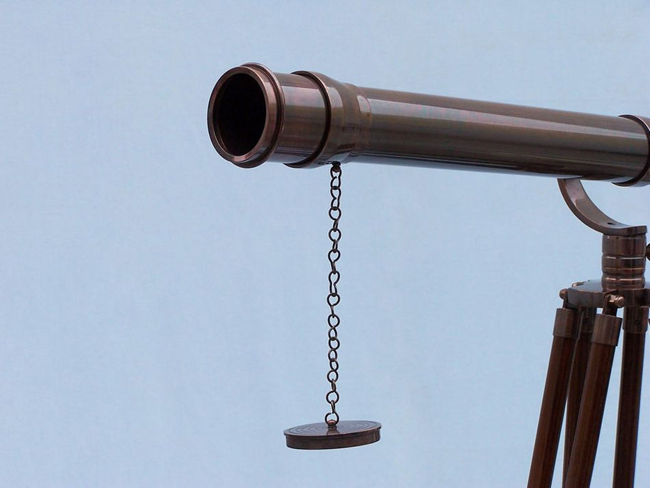Hampton Nautical 65-Inch Floor Standing Antique Copper Galileo Telescope Objective Lens and Cover