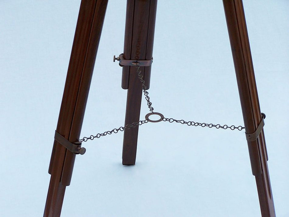 Hampton Nautical 65-Inch Floor Standing Antique Copper Galileo Telescope Tripod Copper Chain
