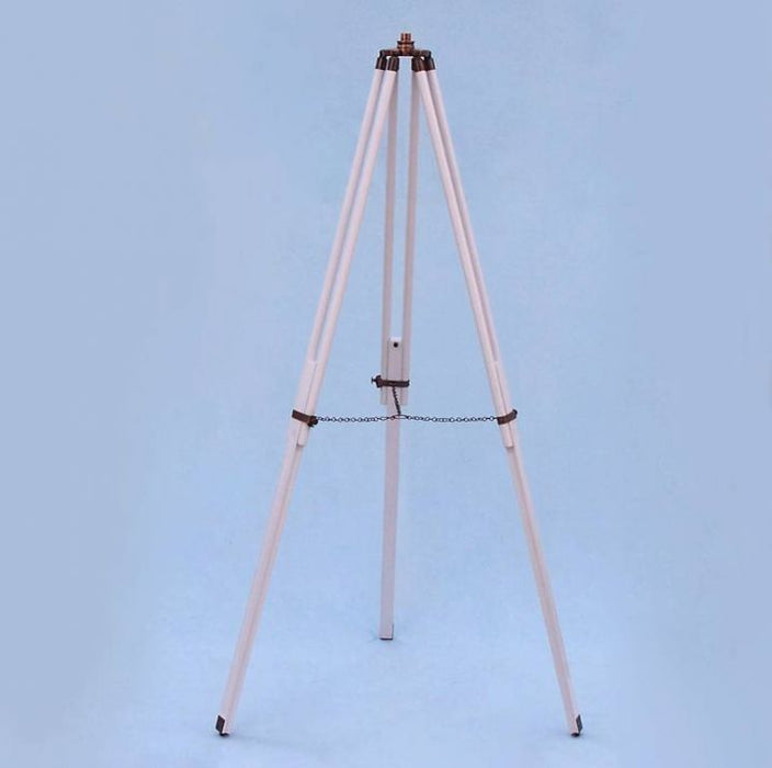 Hampton Nautical 65-Inch Floor Standing Antique Copper With White Leather Galileo Telescope Tripod Legs