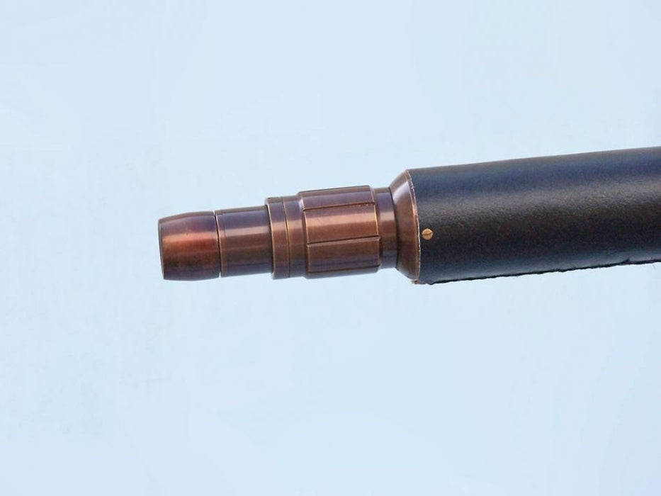 Hampton Nautical 65-Inch Floor Standing Antique Copper with Leather Anchormaster Telescope Eyepiece