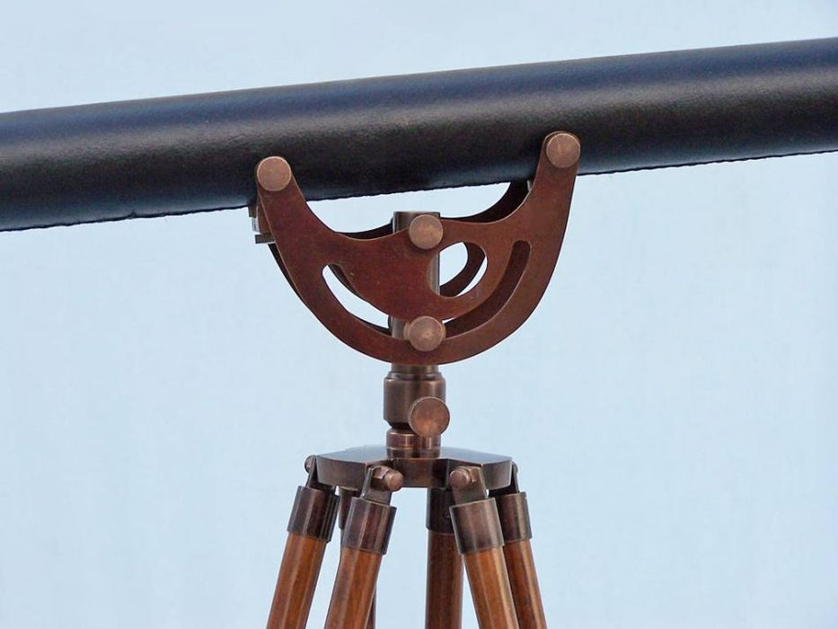 Hampton Nautical 65-Inch Floor Standing Antique Copper with Leather Anchormaster Telescope Tripod Body Base with Knob