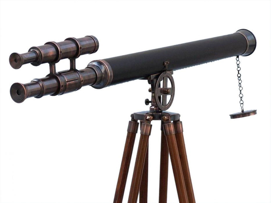 Hampton Nautical 65-Inch Floor Standing Antique Copper with Leather Griffith Astro Telescope
